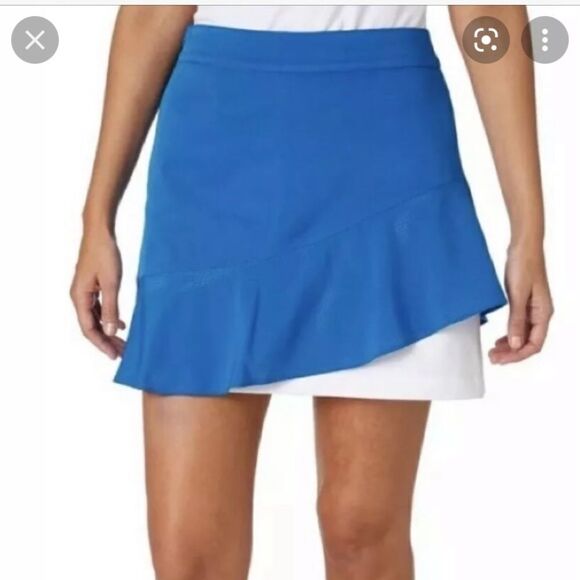 NEW WITH TAGS LADY HAGEN PERFORATED  WOVEN SKORT MID BLUE SKY DIVER SIZE 12 - Picture 1 of 6
